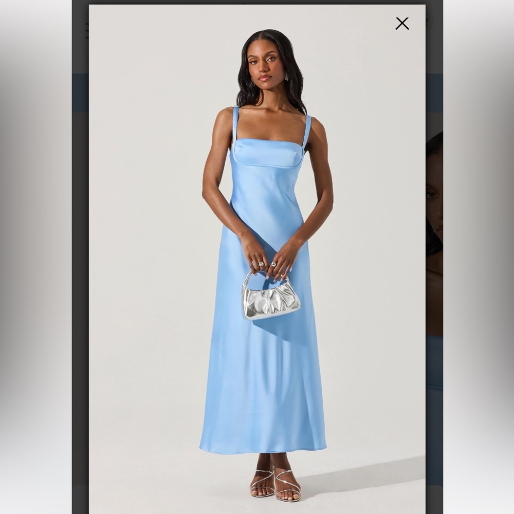ASTR Stacie Satin Maxi Dress blue